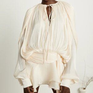 Miss Rosier Eugenie Ruffled Mini Dress - Neutrals, M